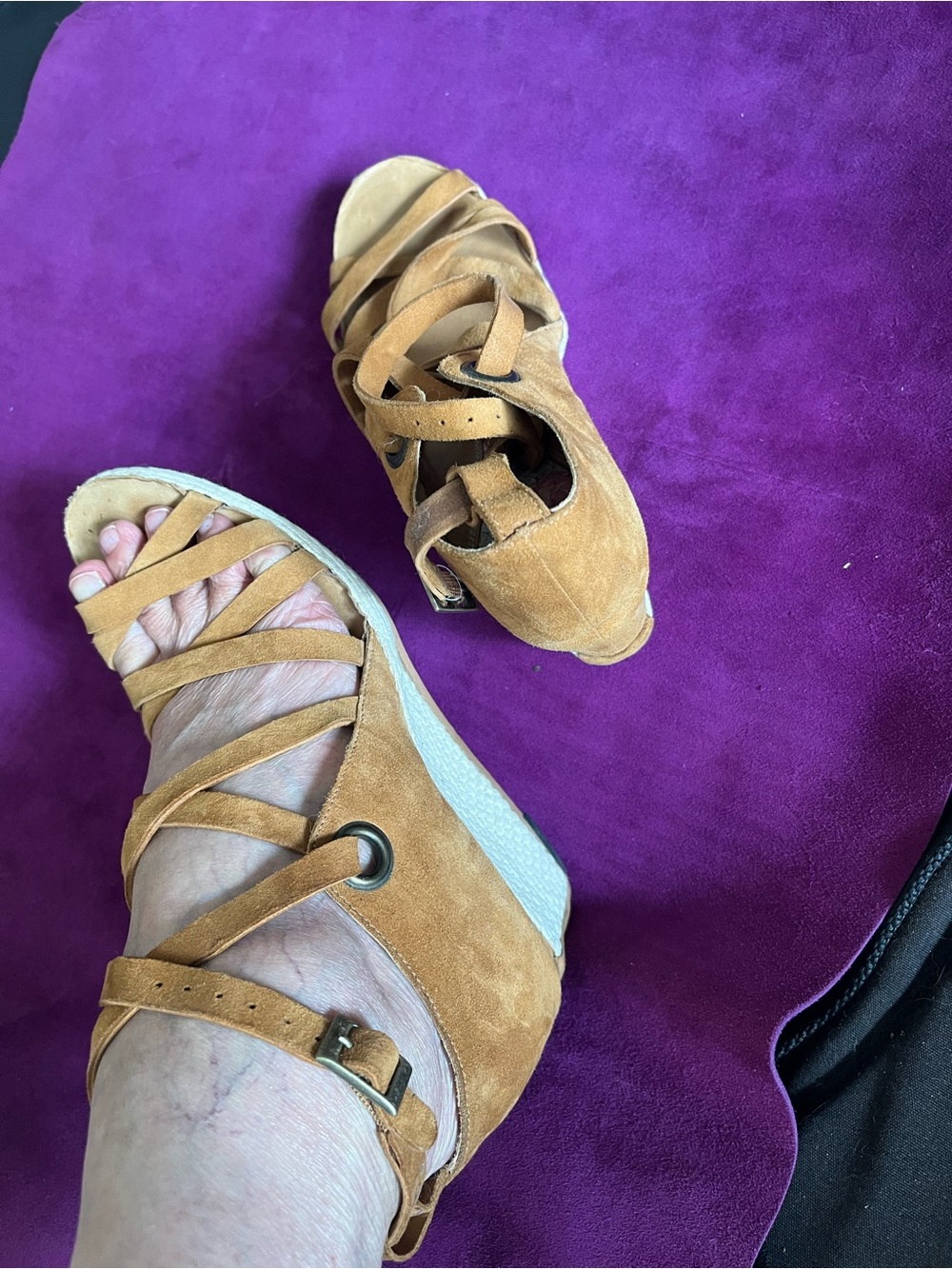 Suede  Espadrilles Gladiator Strappy SZ 38 Beautful Condition.